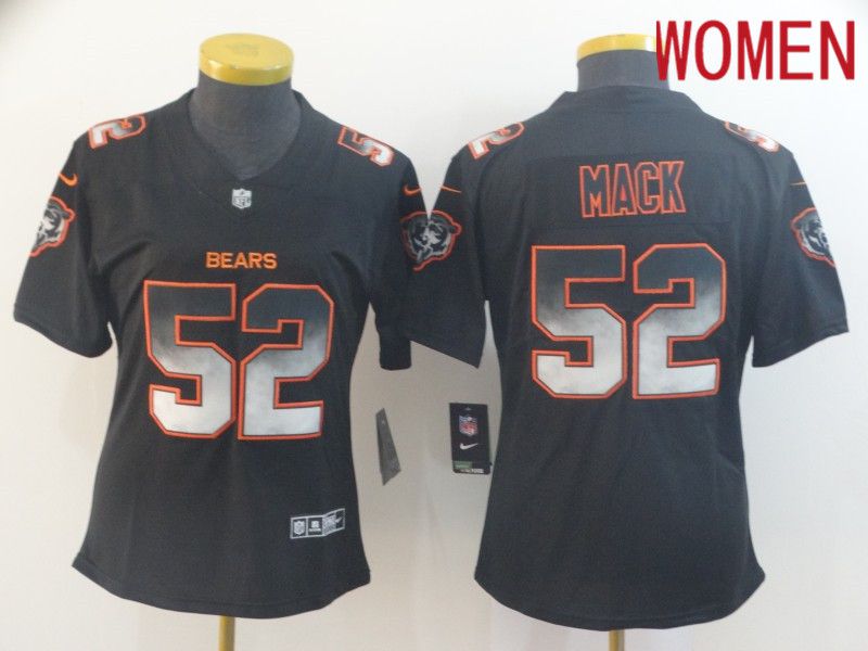 Women Chicago Bears #52 Mack Nike Teams Black Smoke Fashion Limited NFL Jerseys->women nfl jersey->Women Jersey
